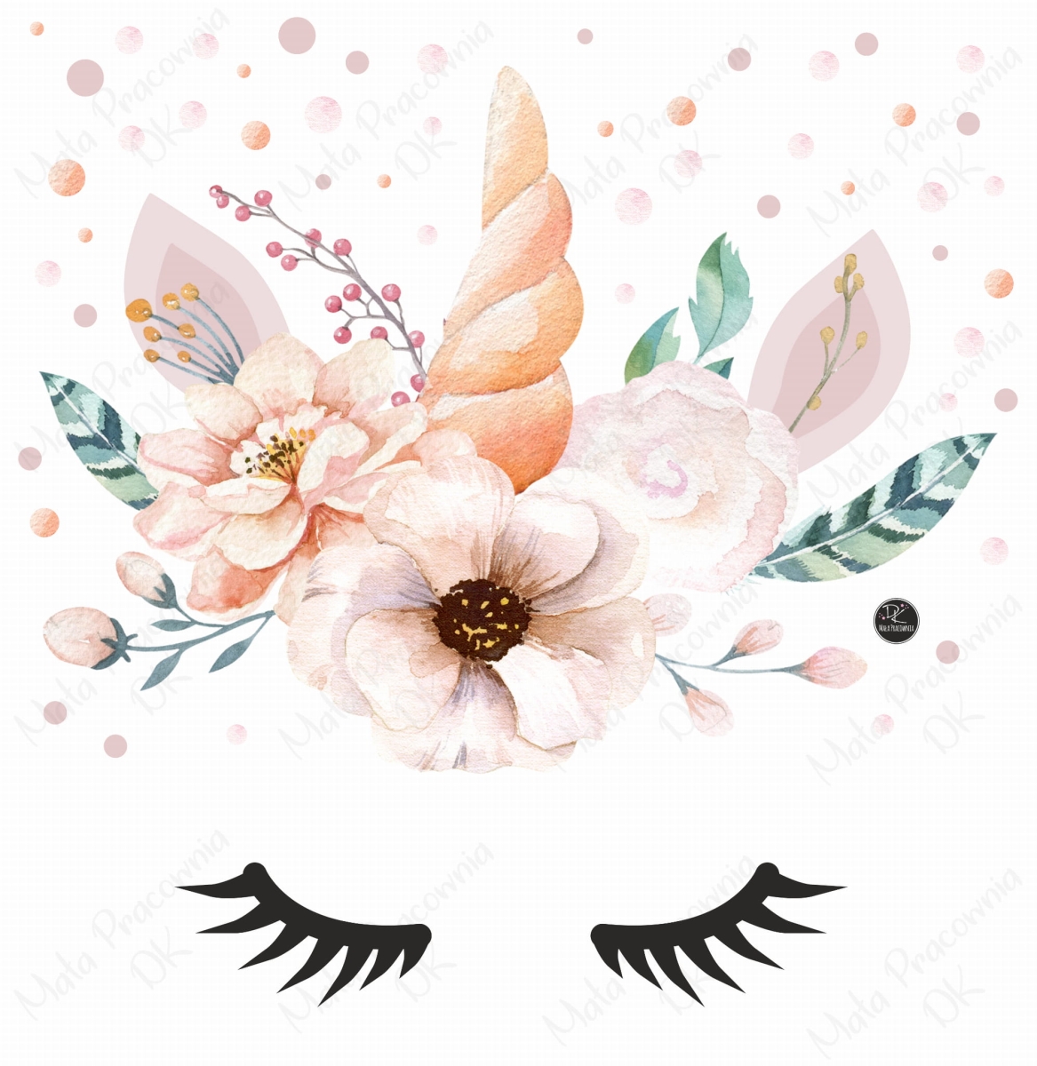 Jednorożec na ścianę, kwiatki,konfetti Nr 2.jpg