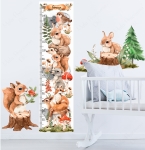 naklejka miarka wzrostu mieszkańcy lasu sarenka jeż świerki