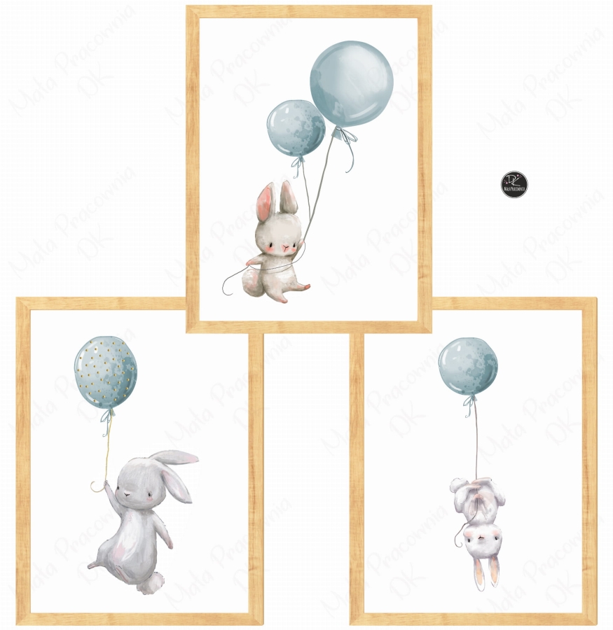 Zestaw plakatów zajączki,balony niebieskie Nr 2   .jpg