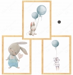 Zestaw plakatów zajączki,balony niebieskie Nr 3 .jpg