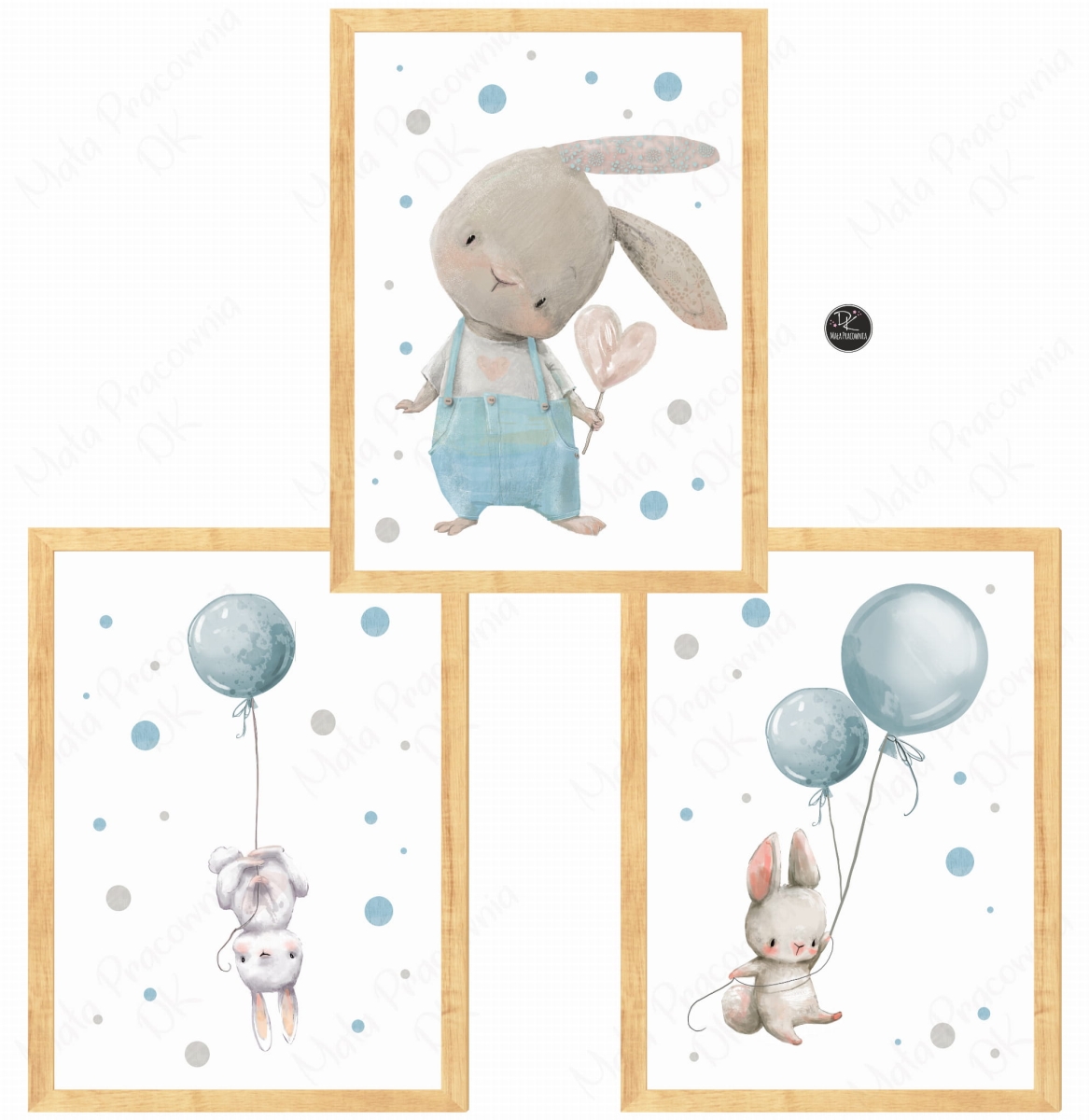 Zestaw plakatów zajączki,balony niebieskie Nr 5 .jpg