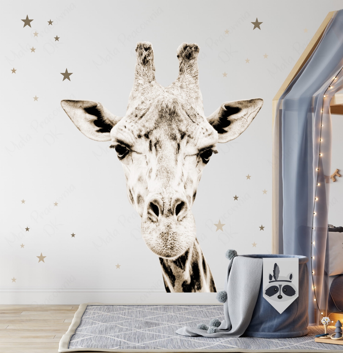 Naklejka ścienna Żyrafa Sepia – naturalna ozdoba ściany w pokoju dziecka | Mała Pracownia