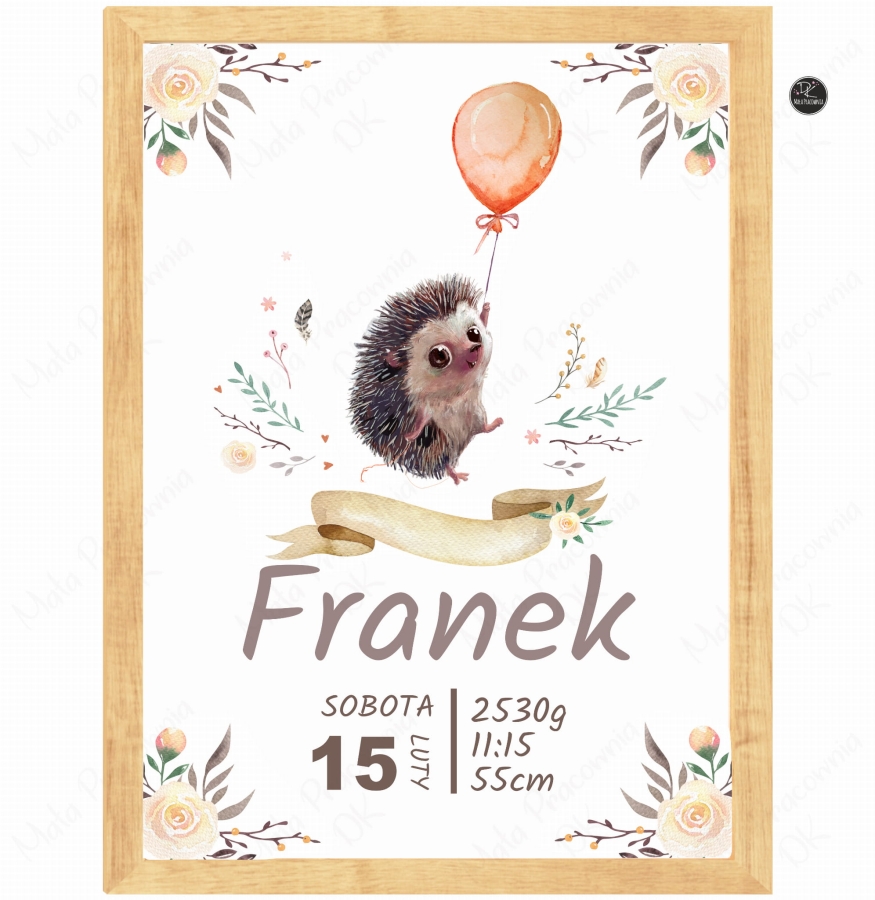 Plakat na ścianę metryczka jeżyk.jpg