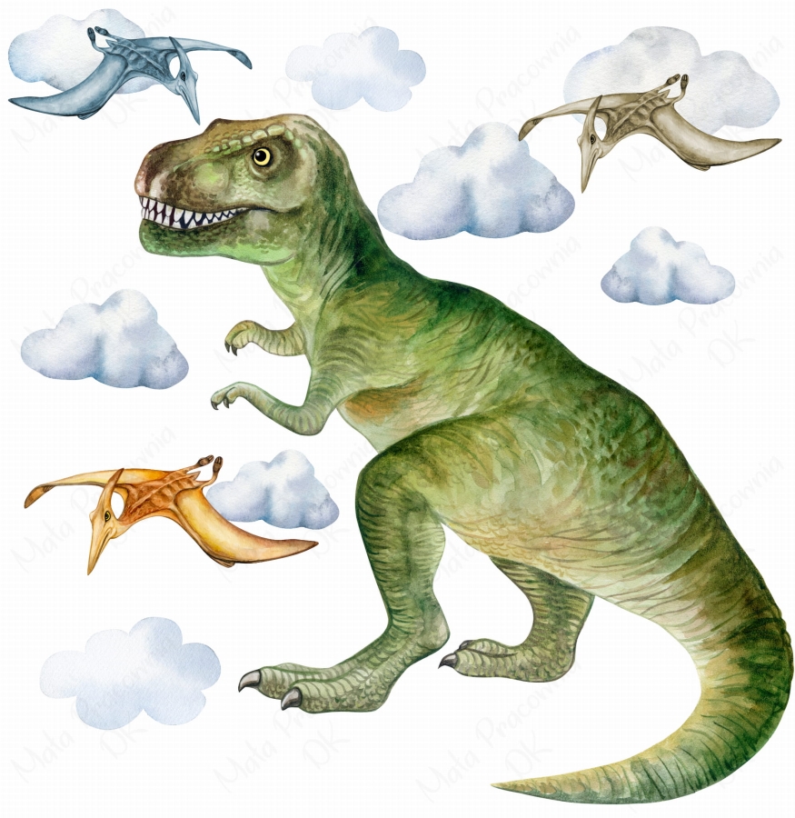 TYRANOZAUR ,PTERODAKTYL NAKLEJKA  NA ŚCIANĘ DINOZAURY.jpg