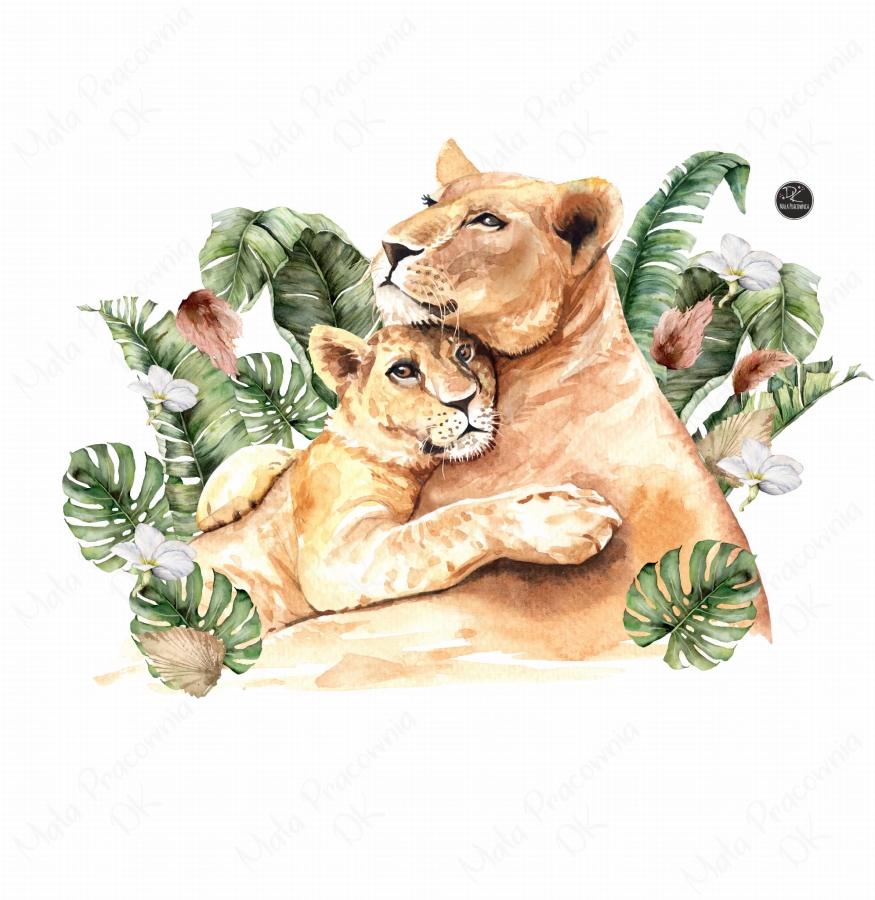 Lew  safari liście naklejka do przedszola.jpg