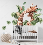 Naklejka żyrafa z mamą  ,liście Sawanna.jpg