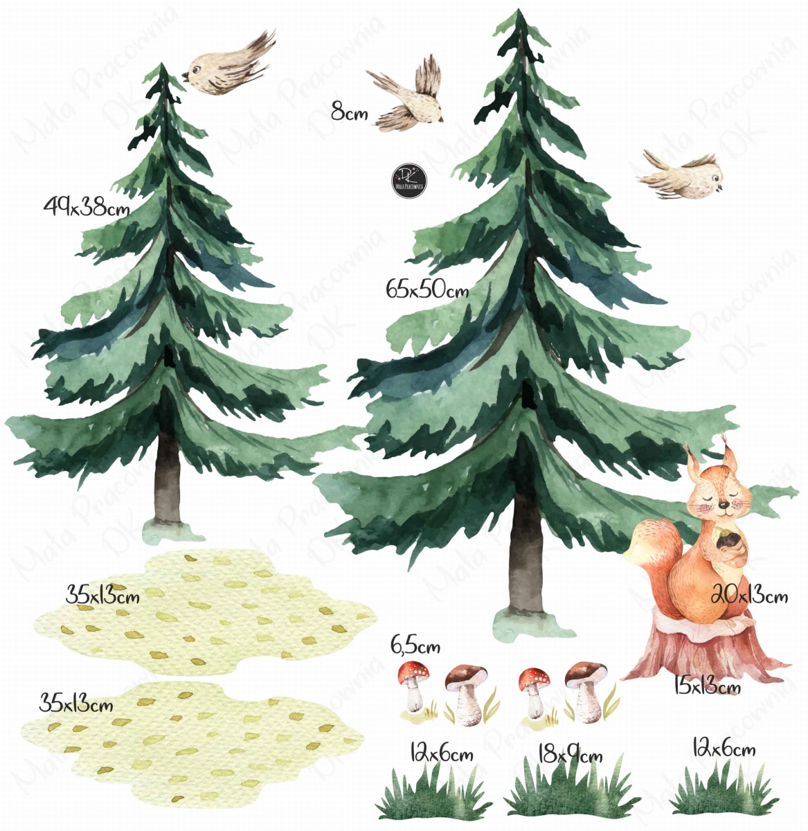 Choinka, świerk ,trawa ,wiewiórka WYMIARY.jpg