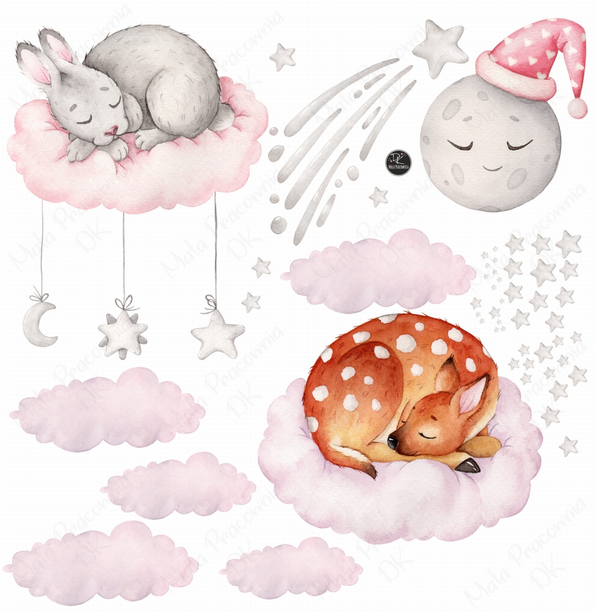 Mała Pracownia DK Śpiochy na chmurkach naklejka.jpg