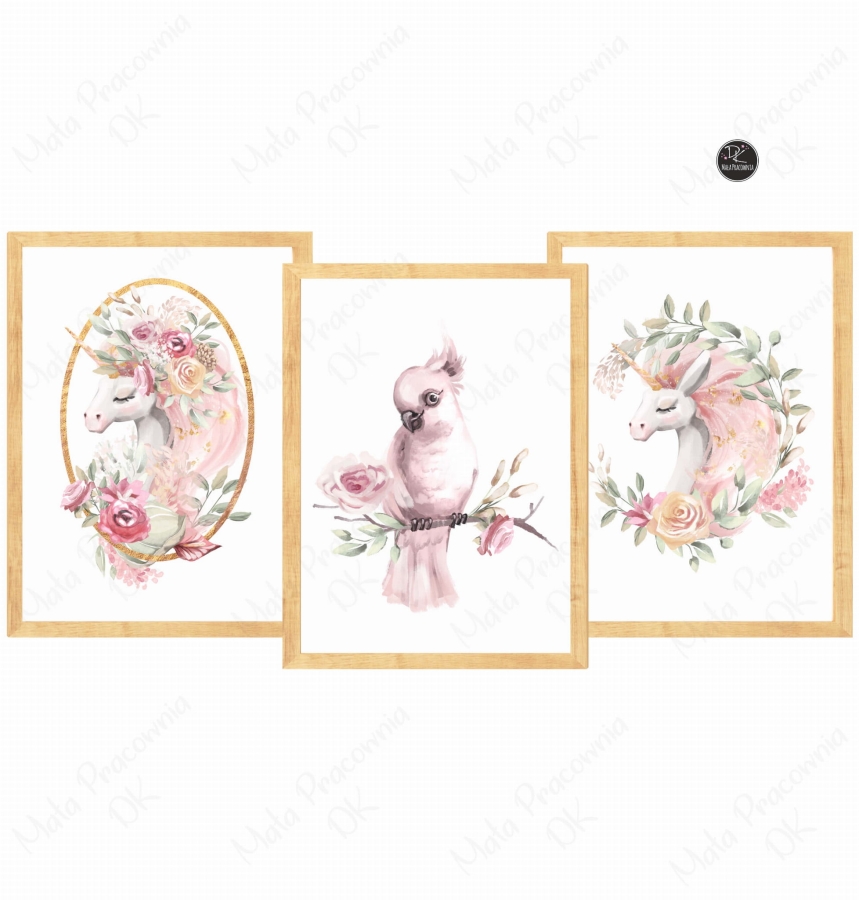 Zestaw  3 plakaty jednorożec pastelowy Nr1.jpg