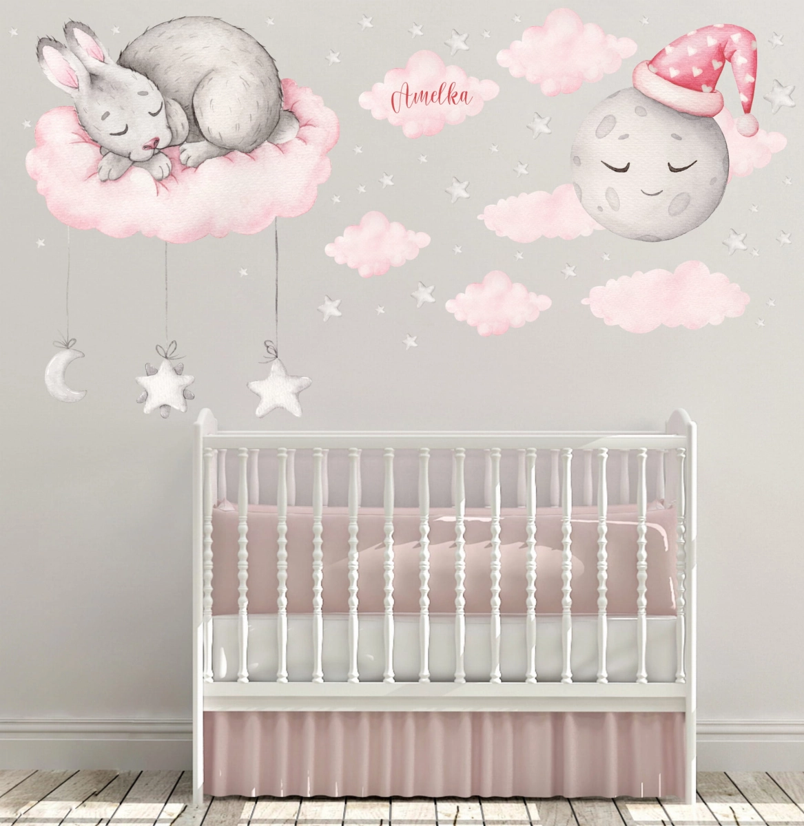 Naklejka Zajączek na chmurce, gwiazdki, sen  Mała Pracownia DK.jpg