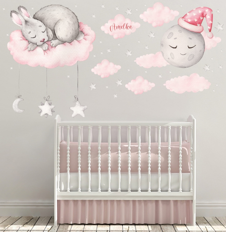 Naklejka Zajączek na chmurce, gwiazdki, sen  Mała Pracownia DK.jpg