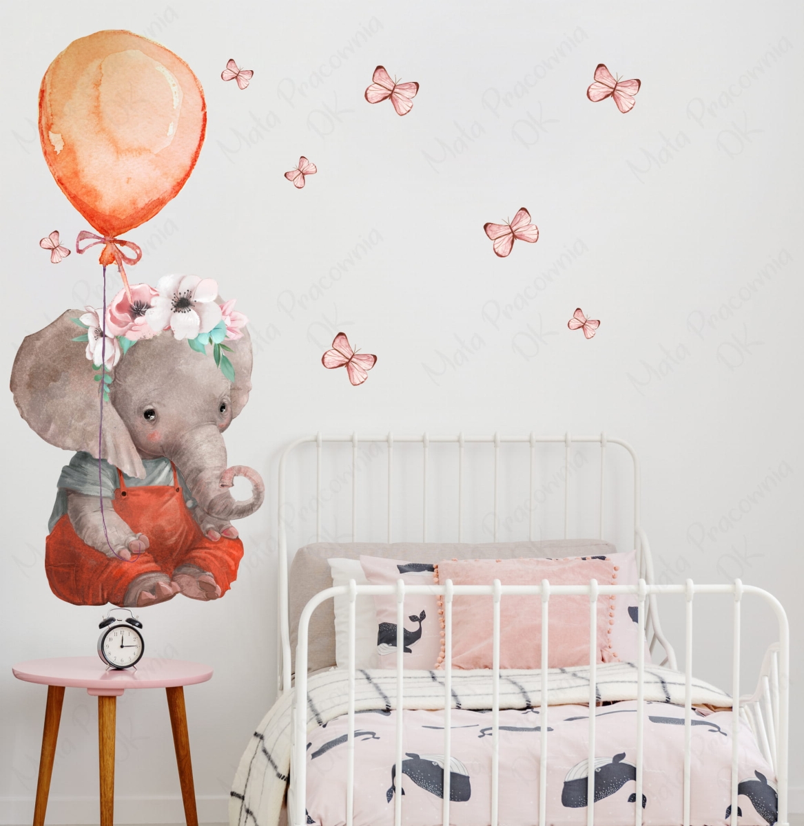 Naklejka na ścianę Słonik, balonik , motylki.jpg