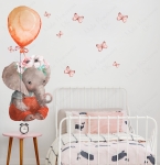 Naklejka na ścianę Słonik, balonik , motylki.jpg