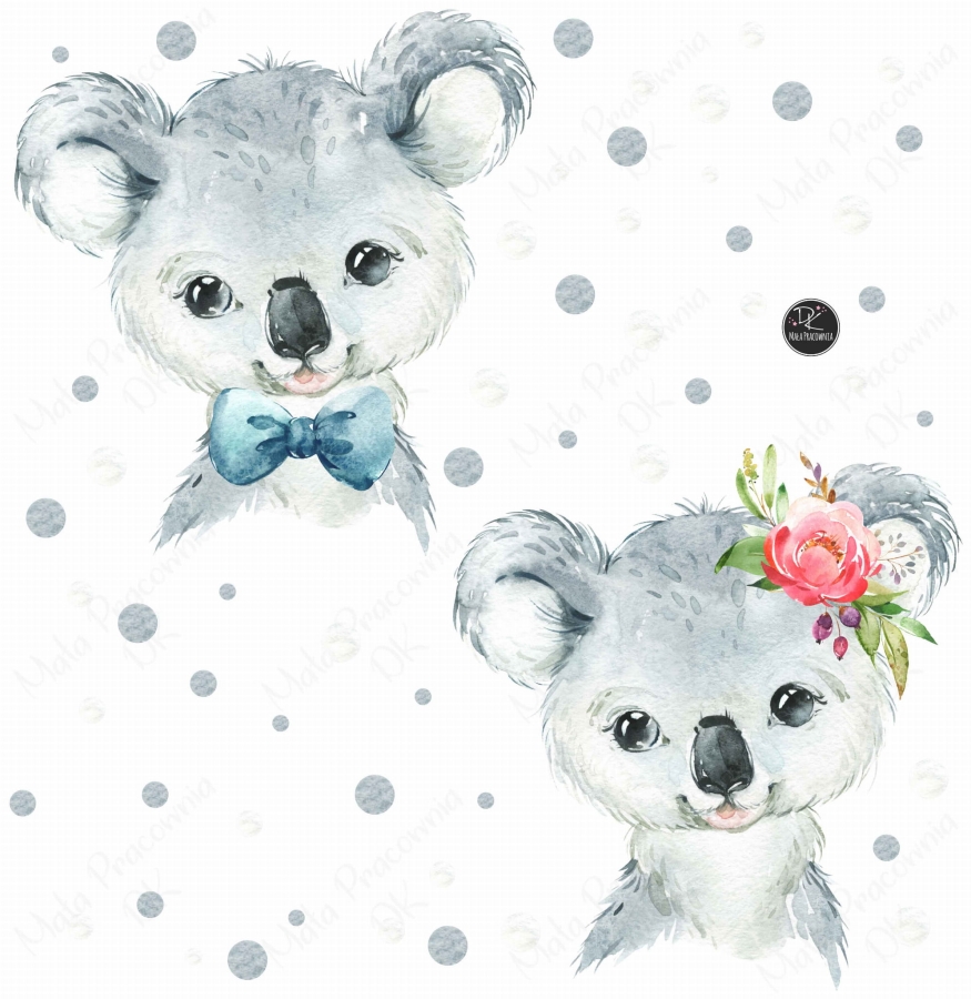 Naklejka na ścianę koale ,konfetti , watercolor Mała Pracownia DK.jpg