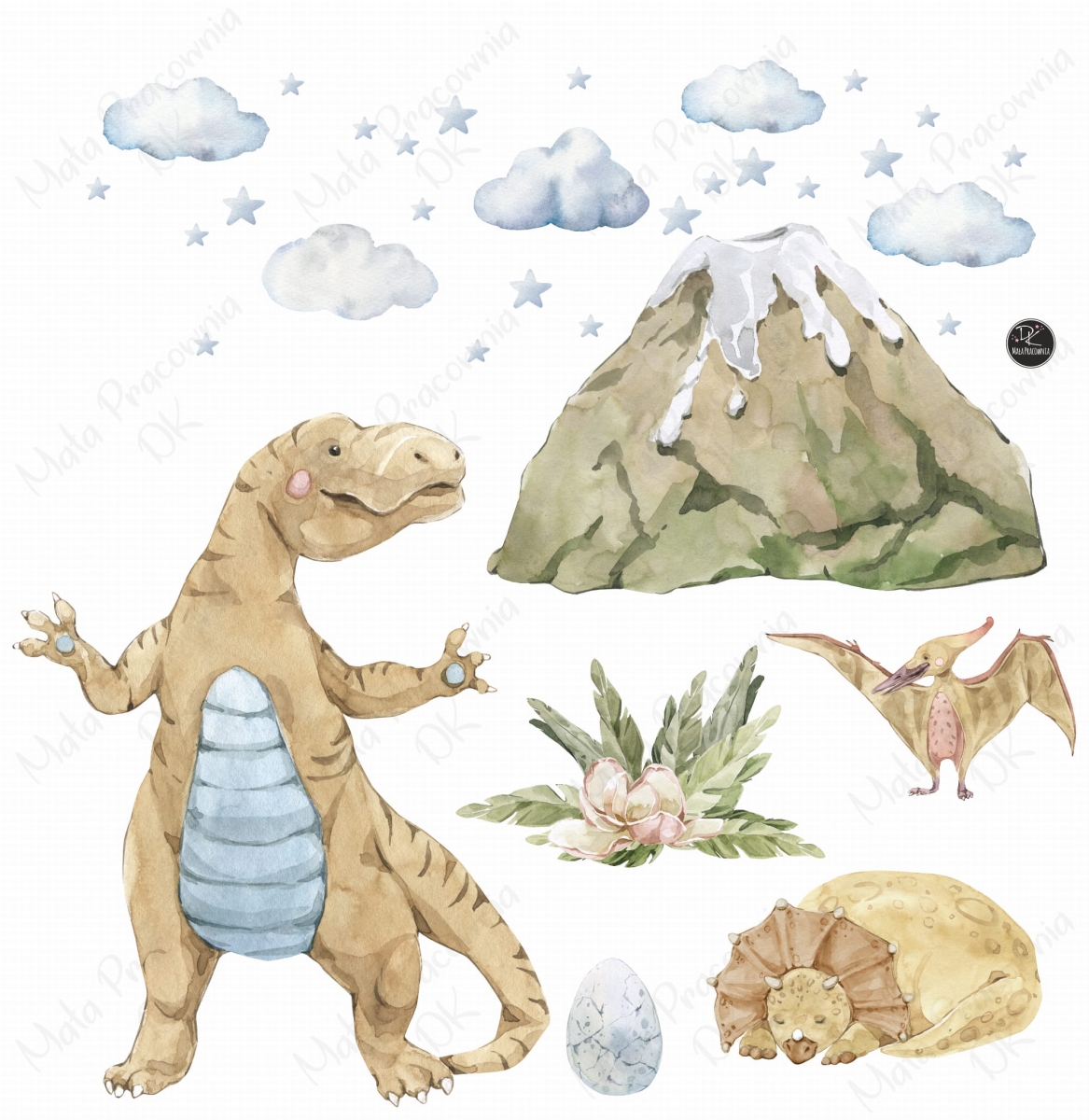 DINOZAURY-  Stegozaur, Parazaurolof, Pteranodon naklejka.jpg