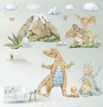 Triceratops,  Stegozaur,  Tyranozaur, Pteranodon - Naklejki na ścianę.jpg