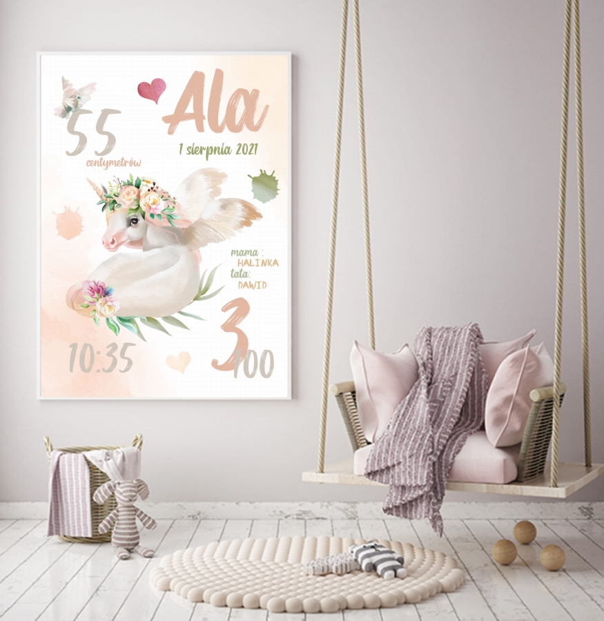 Metryczka jednorożec unicorn dla dzieci.jpg