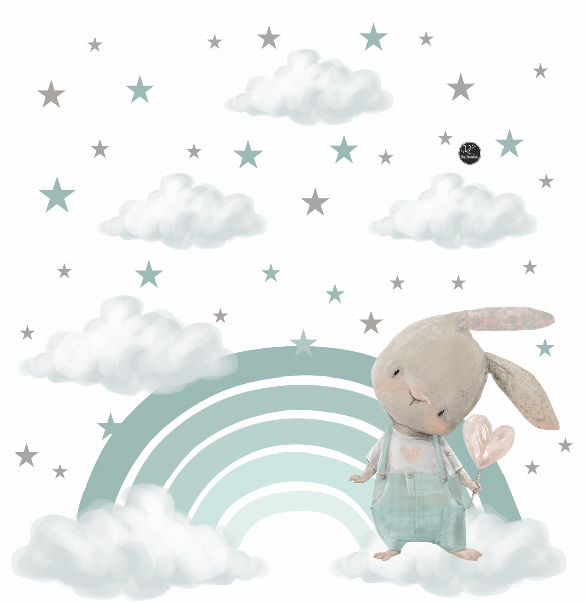 Króliczki, tęcza , chmurki - pastelowa kolekcja Nr.1.jpg