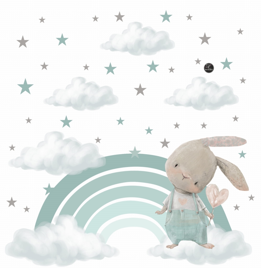 Króliczki, tęcza , chmurki - pastelowa kolekcja Nr.1.jpg