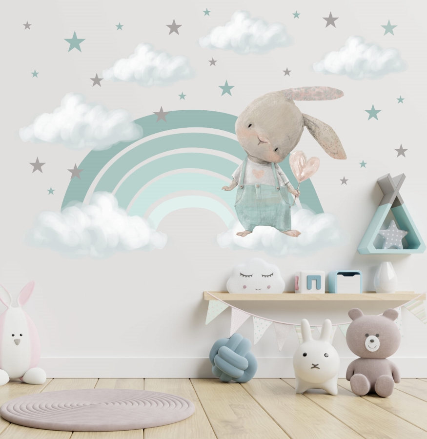Króliczki, tęcza , chmurki - pastelowa kolekcja Nr. 1.jpg