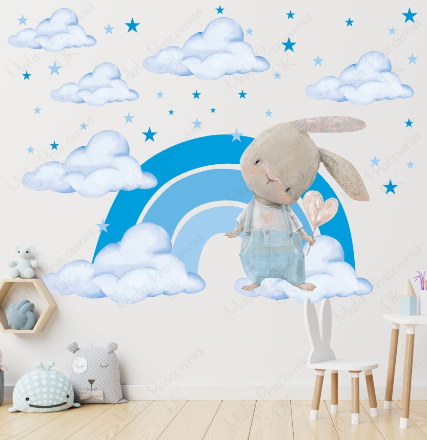 Króliczki, tęcza , chmurki - pastelowa kolekcja blu.jpg