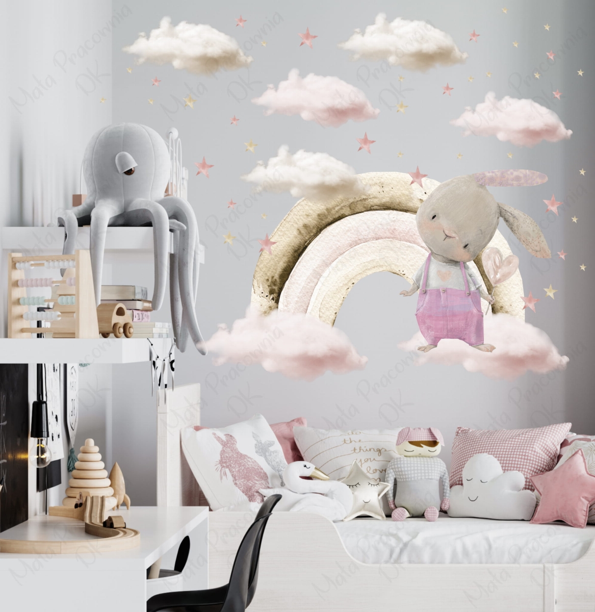 Króliczki, tęcza , chmurki - pastelowa kolekcja Nr.3.jpg