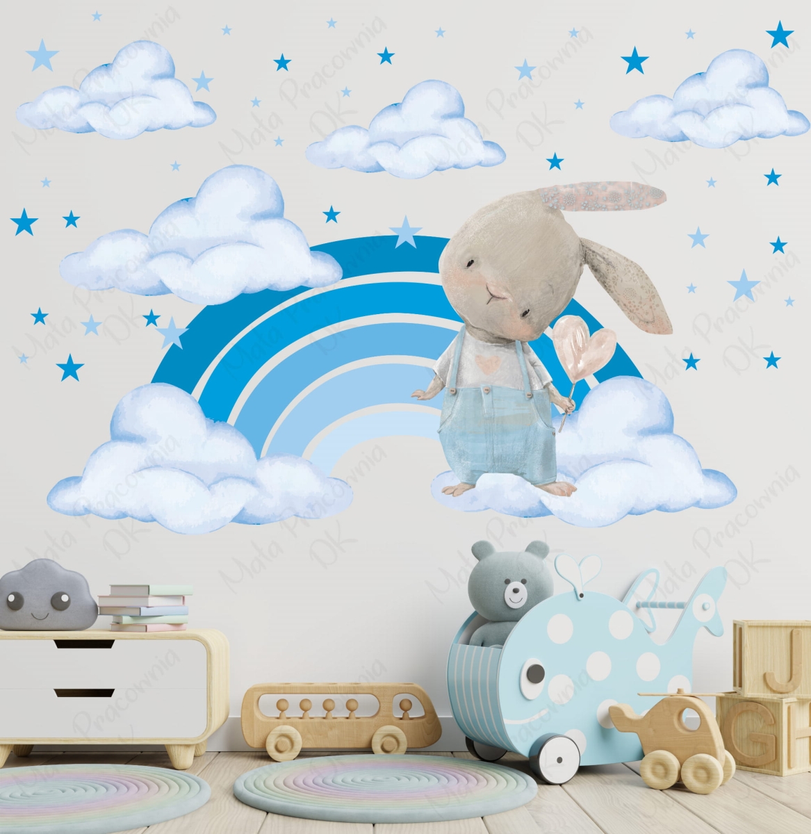 Króliczki, tęcza , chmurki - pastelowa kolekcja Nr.4.jpg