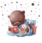 Miś czyta książeczkę zajączkowi , konfetti - naklejka dla dzieci.jpg