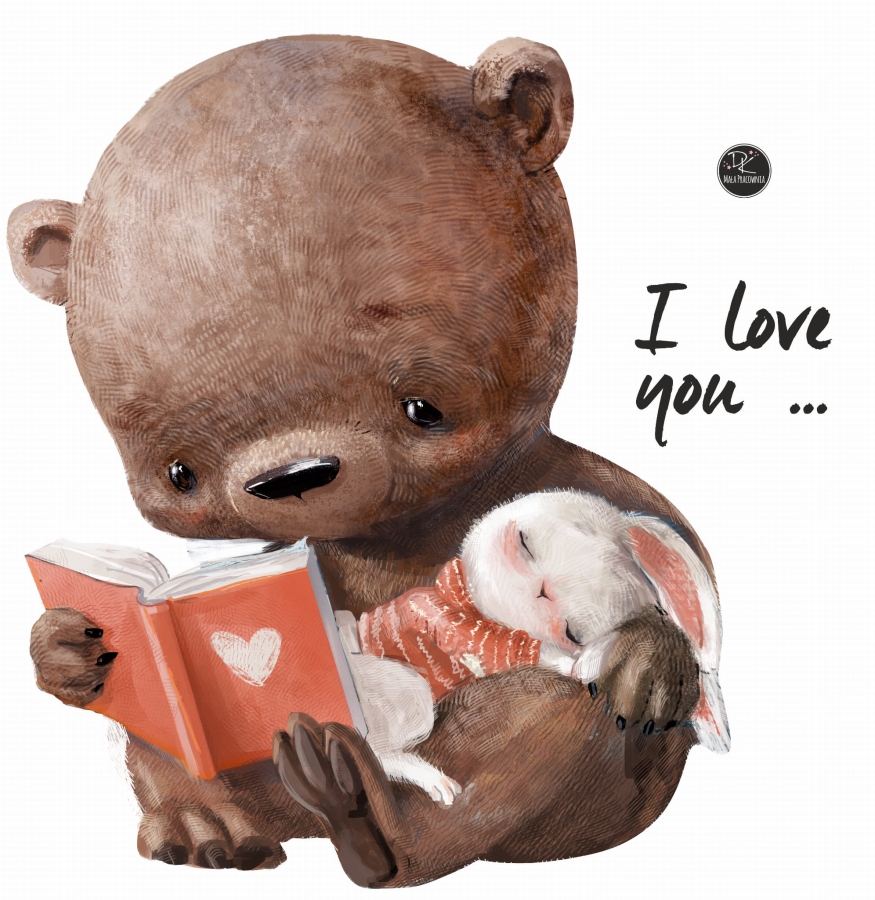 Miś i zajaczek  I love you - naklejka ścienna dla dzieci.jpg