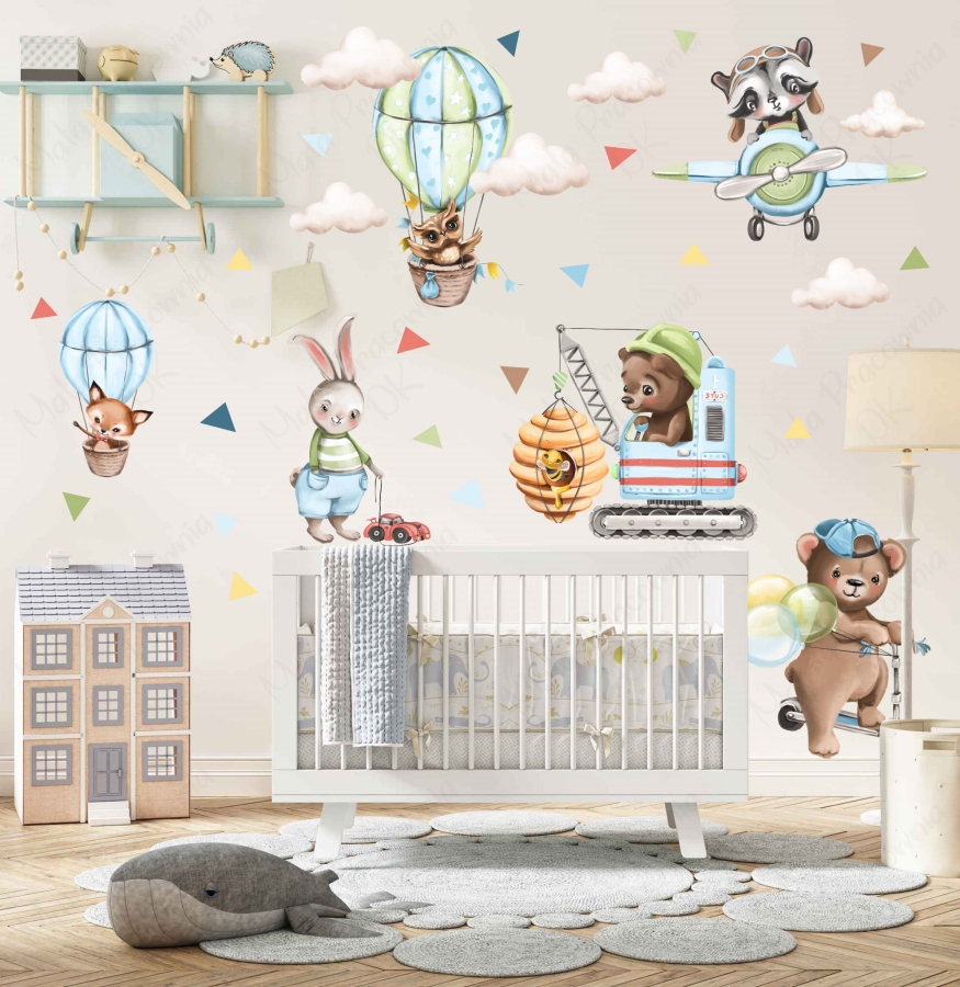 Zwierzęta , pojazdy  - Zestaw naklejek na ścianę Nr.1.jpg