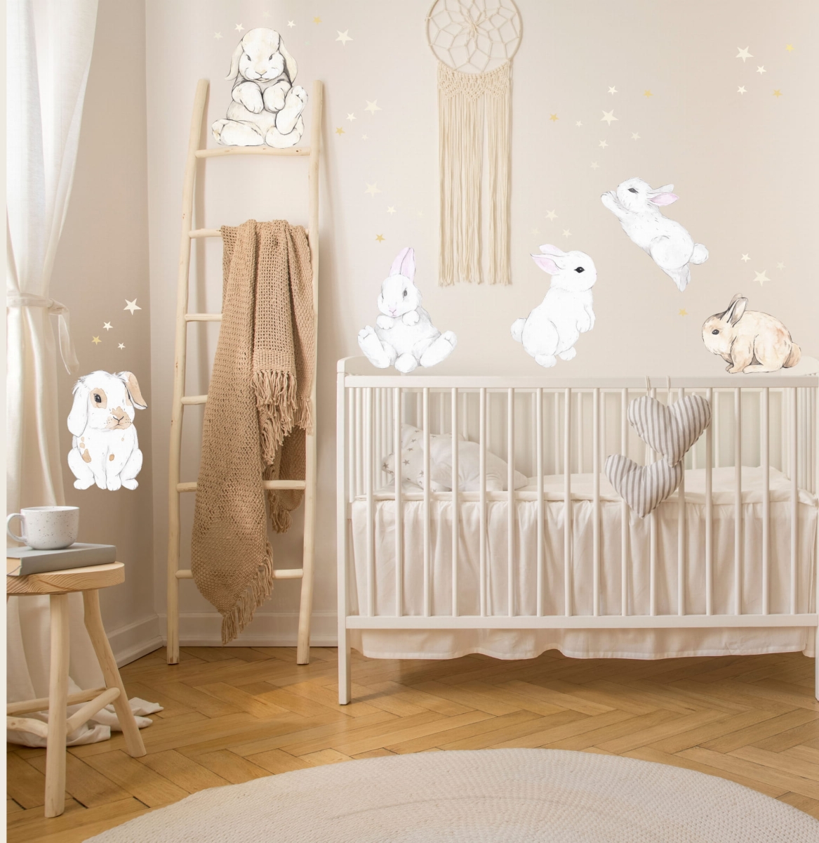 Pastelowe króliczki gwiazdeczki komplet 9 szt  Zestaw naklejek.jpg