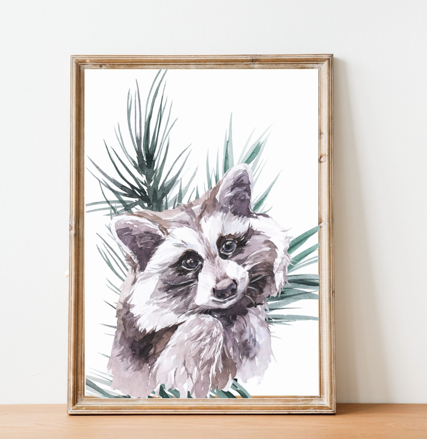 Szop plakat na ścianę - leśne zwierzęta.jpg