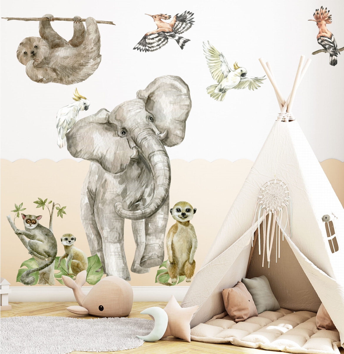 Słoń, leniwiec, surykatka SAWANNA naklejki.jpg