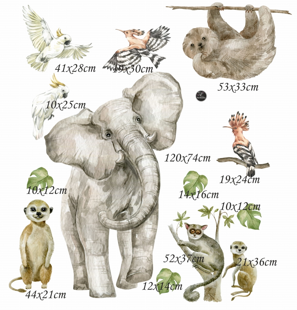 Słoń, leniwiec, AFRYKA, SAWANNA WYMIARY.jpg