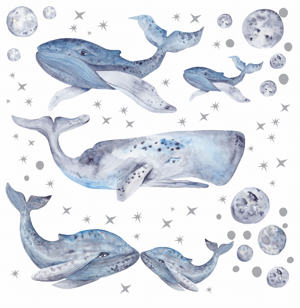 Wieloryby ocean blue - naklejki na ścianę dla dzieci