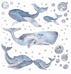 Wieloryby ocean blue - naklejki na ścianę dla dzieci