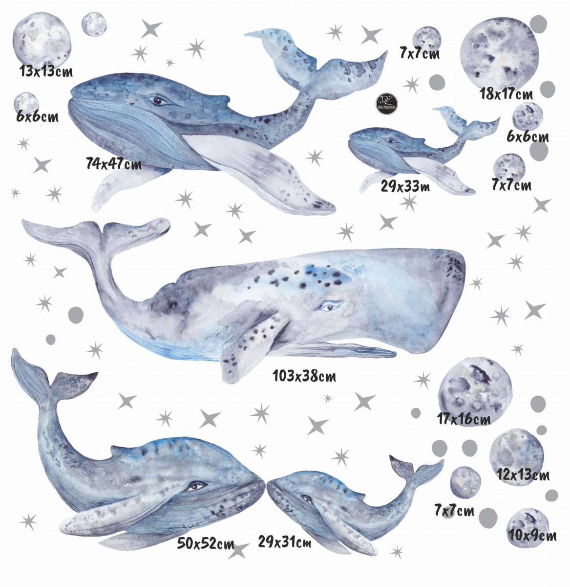 Wieloryby ocean blue - zestaw XL