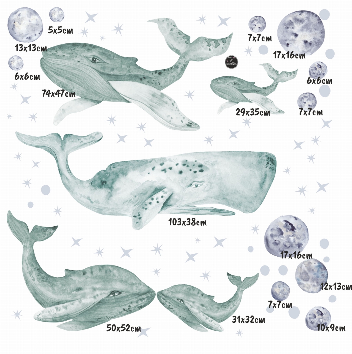 Wieloryby -  Zestaw XL.jpgWieloryby ocean mint - zestaw XL