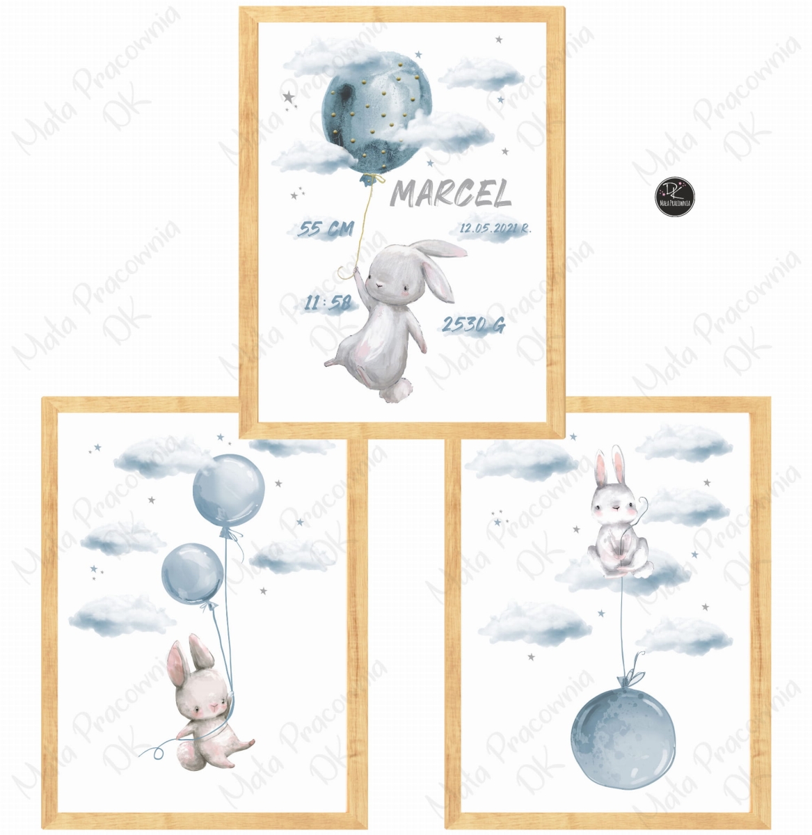 Króliczki, zajączki baloniki -  Zestaw plakatów.jpg