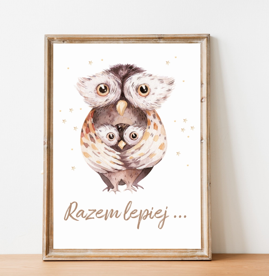 Sowa , sówka razem lepiej  -  plakat leśny dla dzieci.jpg