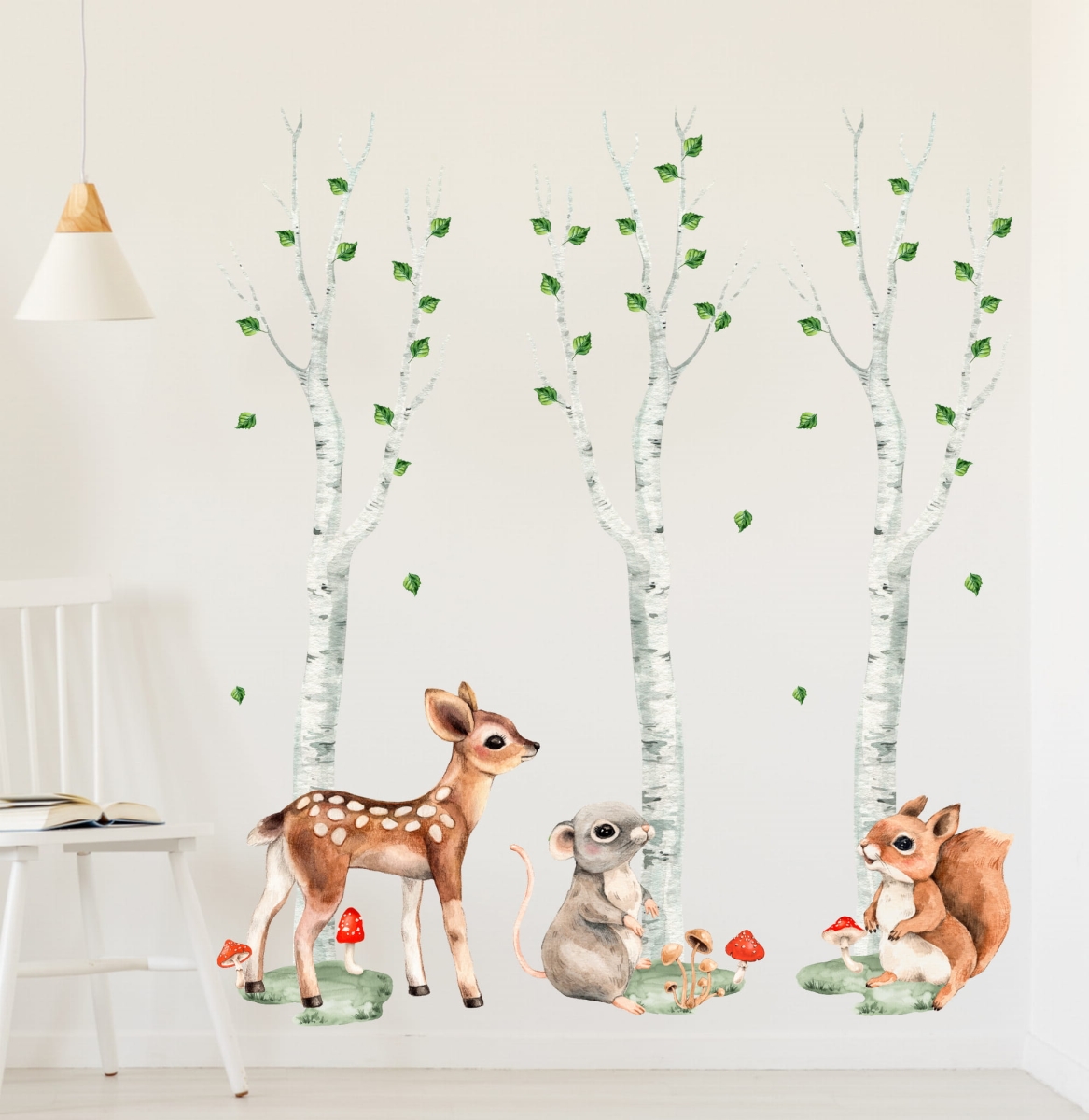 drzewa brzozy naklejka na ścianę aranżacja pokój dziecka