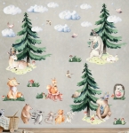 Świerk, miś, lis, sarenka - zestaw leśnych naklejek XXL.jpg