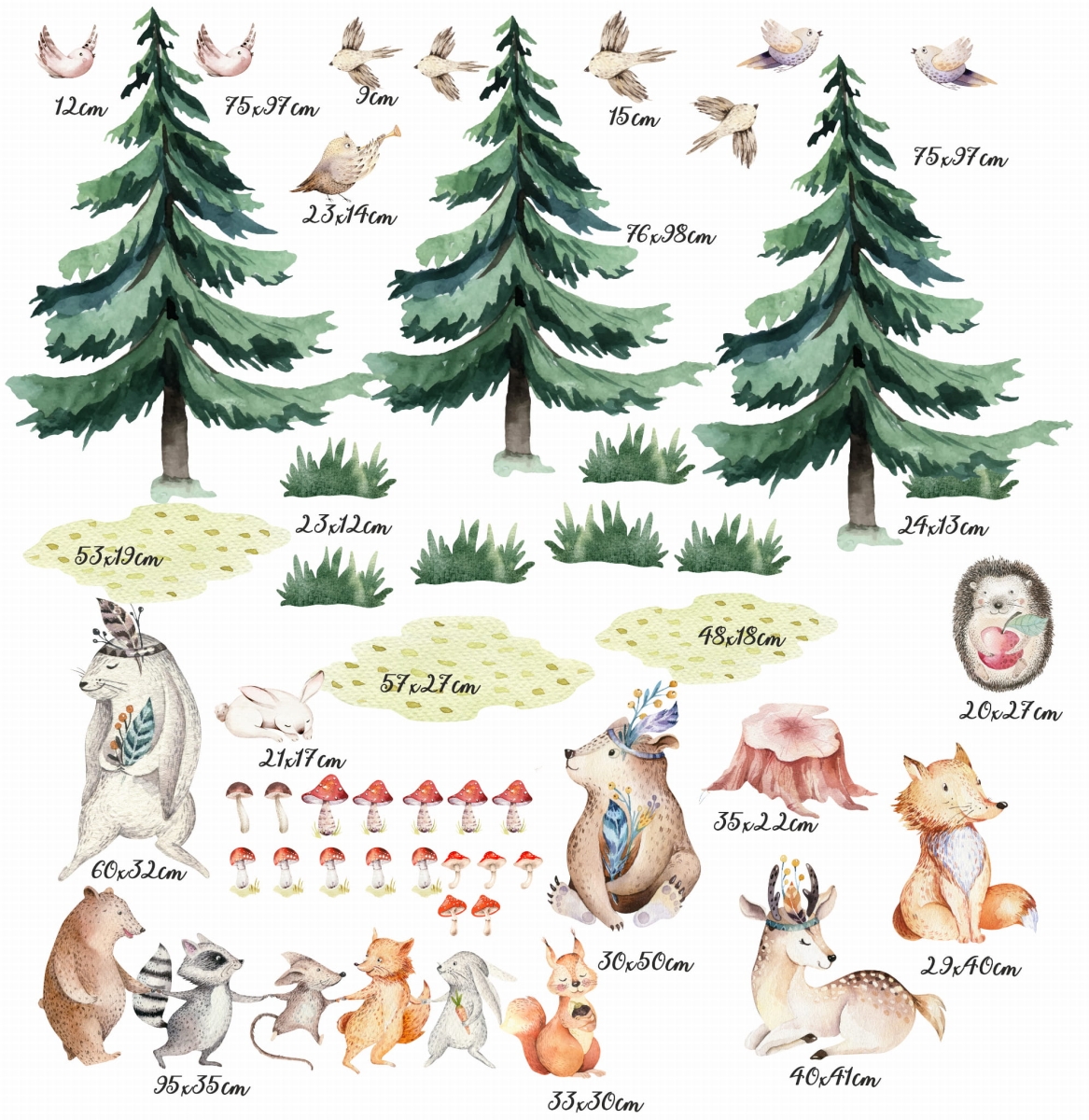 Sarenka, miś, lis las wymiary.jpg