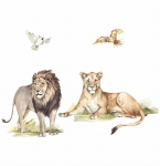 Naklejka lew, lwica, papugi SAVANNA.jpg