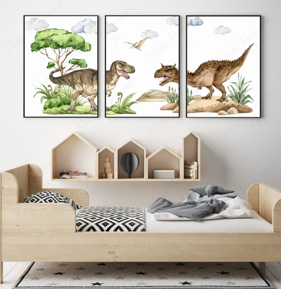 Tyrannosaurus rex ,Karnotaur - Plakaty dinozaury zestaw.jpg