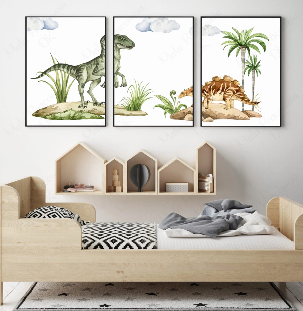 Welociraptor, Wuerhozaur - Plakaty dinozaury zestaw.jpg