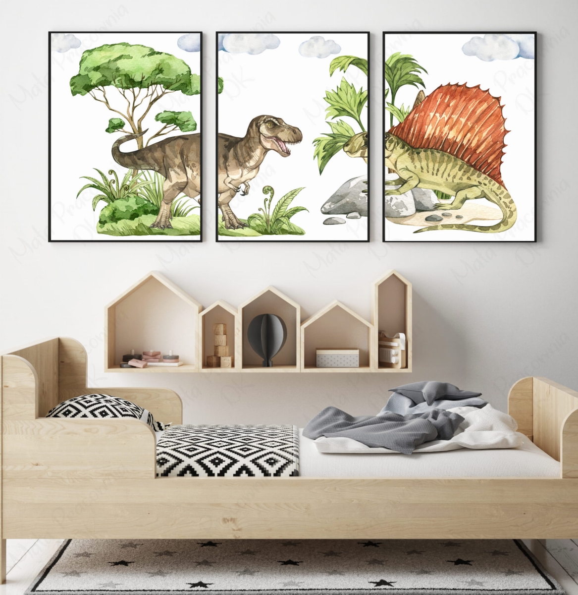 Dimetrodon ,Tyrannosaurus rex  - Plakaty dinozaury zestaw.jpg