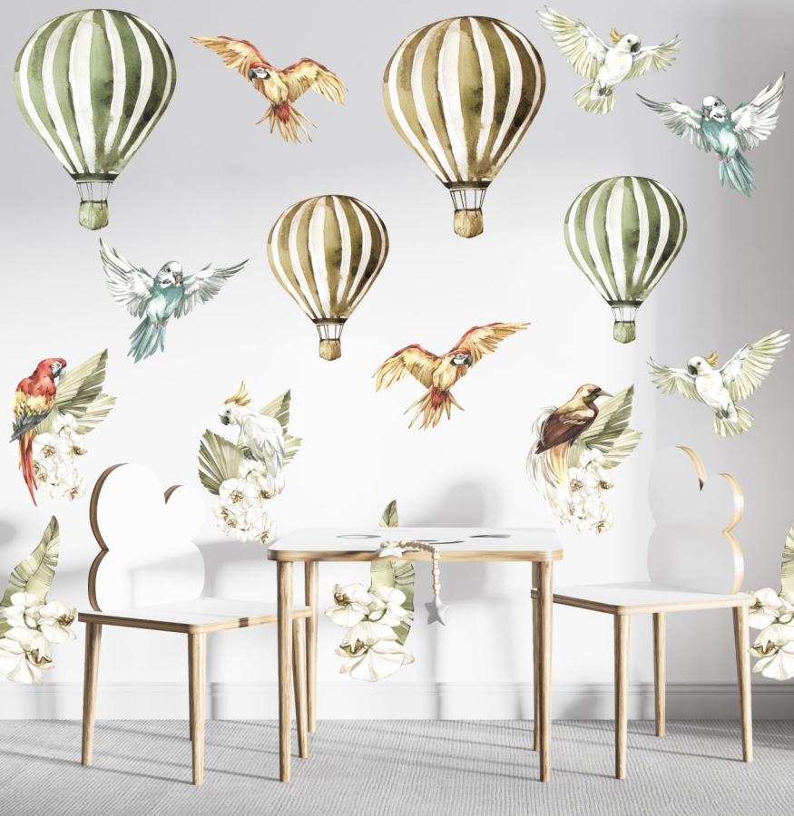 Naklejki balony , papugi Savanna - zestaw XL.jpg