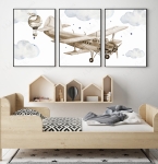 Plakat z samolotem retro – tryptyk vintage dla chłopca Nr.1