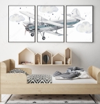 Tryptyk ścienny z lotniczym motywem – zestaw 3 ilustracji